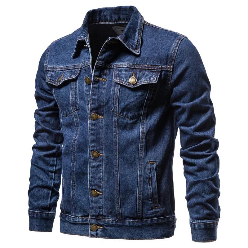 2025 automne Hommes solide Denim vestes mode moto Vintage jean vestes Hommes coupe ajustée coton déc