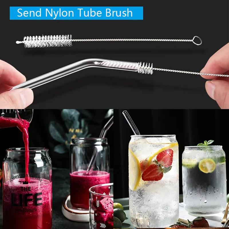 Pailles en verre écologiques réutilisables, 1 à 10 pièces, en métal avec brosses, pour boissons, Smo