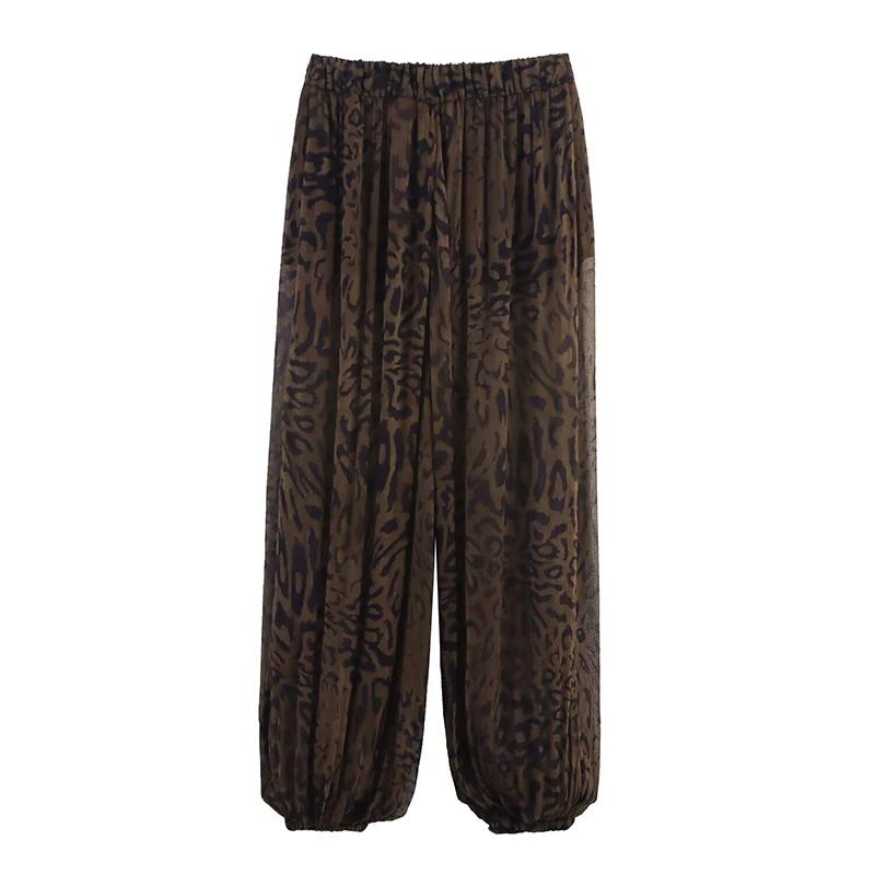 Pantalon Lanterne Chic Décontracté Femme, Imprimé Animal Vintage, Translucide, Tendance Printemps 20