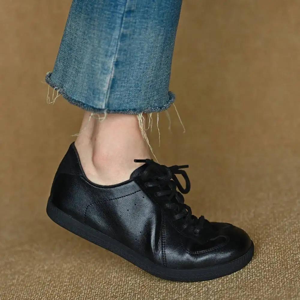 Chaussures d'entraînement allemandes en cuir véritable, ballerines pour femmes, daim rétro, baskets 