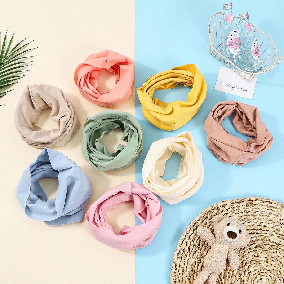 Écharpe en coton pour enfants, écharpe polyvalente à col rond, imprimé solide, chaud, coupe-vent, po