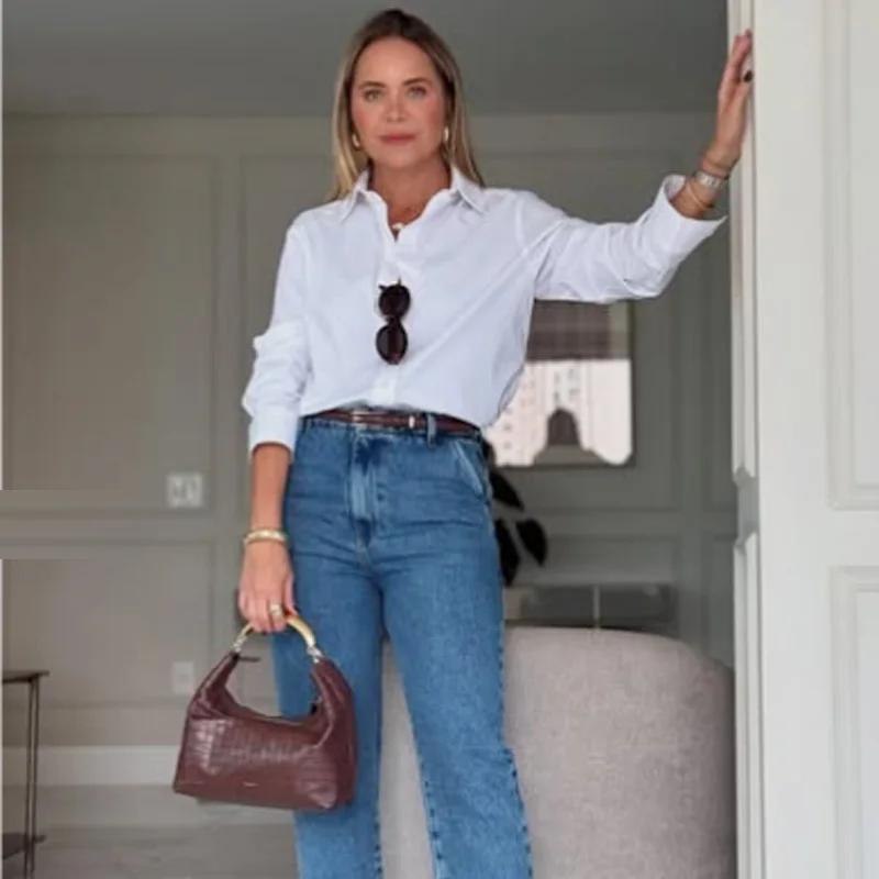 HXAO femme 2025 chemises et chemisiers surdimensionnés printemps été 2025 femme élégante boutonnée à