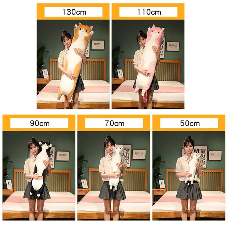 Jouets en peluche chat Long et doux, 50/70/90/110/130cm, joie drôle, Pause, oreiller de sieste au bu