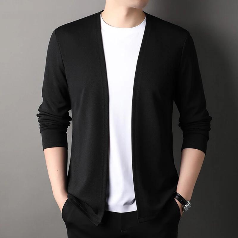 Nouveau Cardigan ajusté pour hommes, vêtements d'extérieur fins de printemps et d'automne, manches l