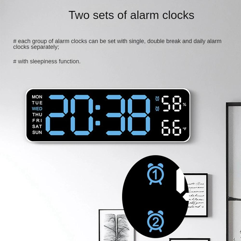 Grande horloge murale numérique température et humidité affichage de la semaine luminosité réglable 