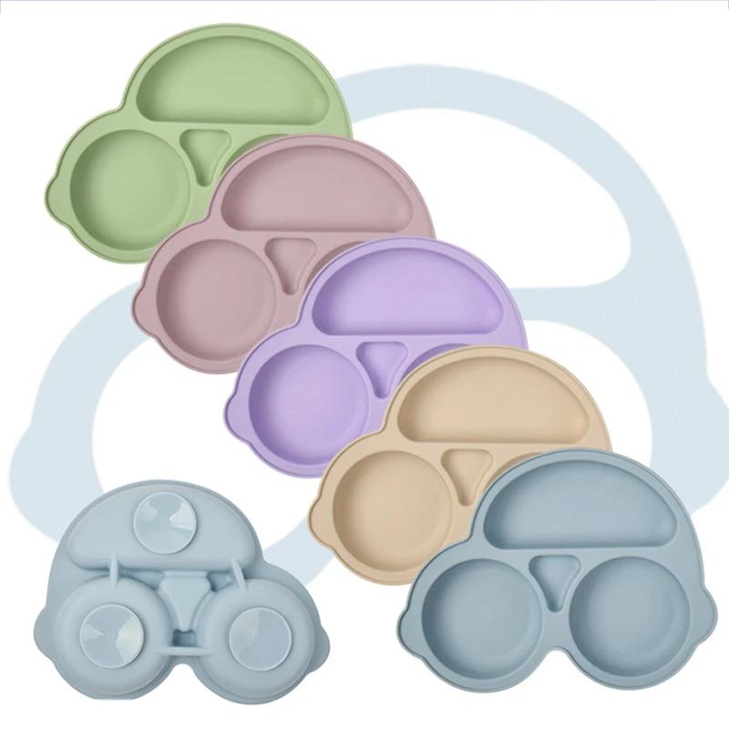 Bébé sûr Silicone assiette à manger aspiration dessin animé enfants plats alimentation enfant en bas