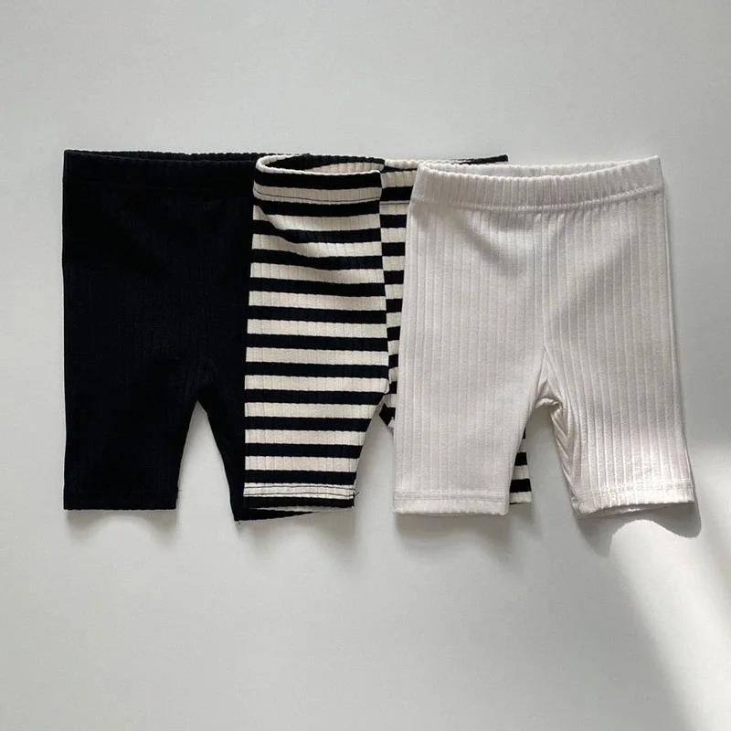 Pantalon en coton à rayures élastiques pour fille de 0 à 6 ans, vêtement pour enfant, couleur unie, 