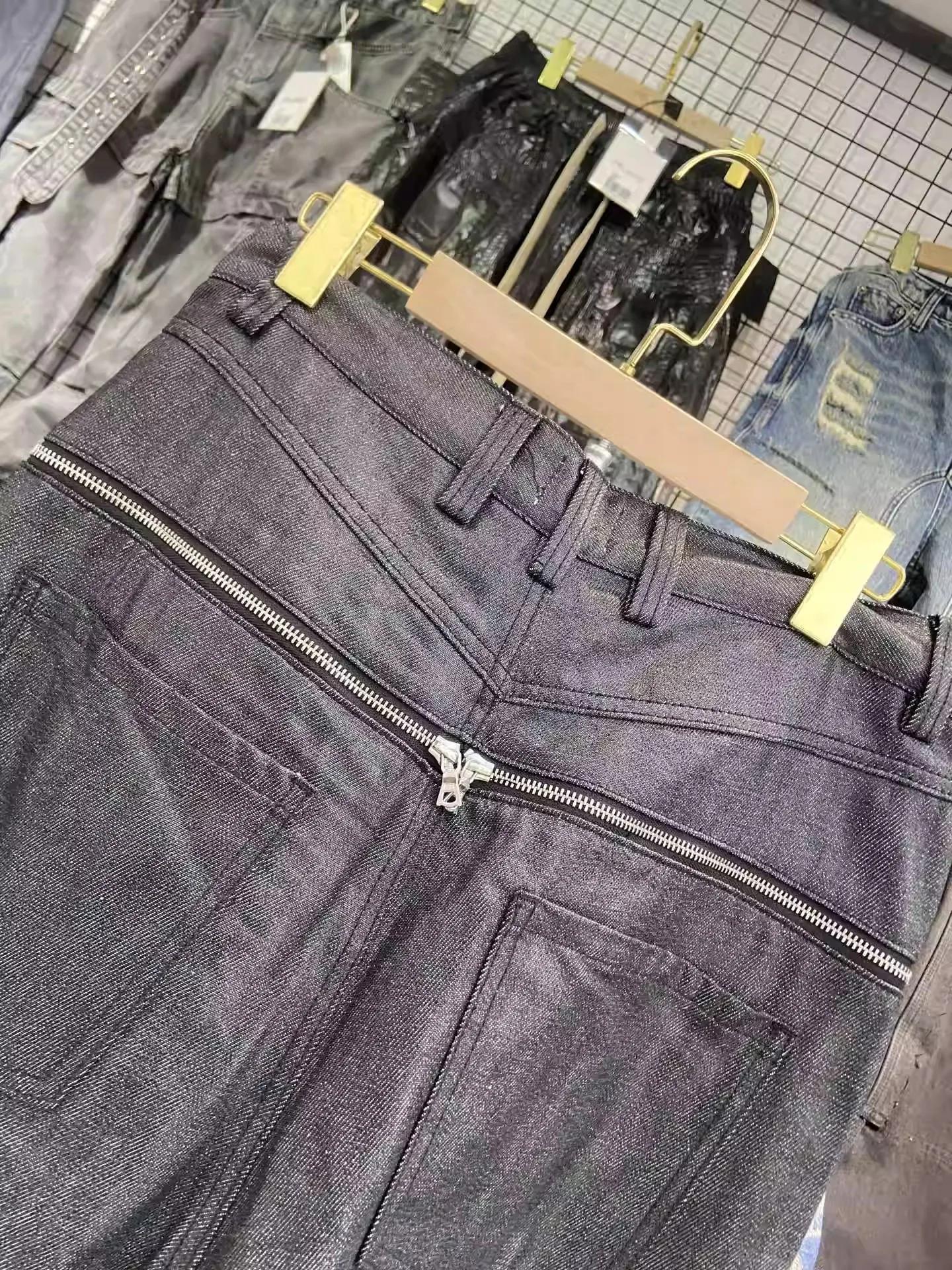 MIJKO unisexe brosse cire fermeture éclair Original vache jean hommes et femmes Denim pantalon ZJ117