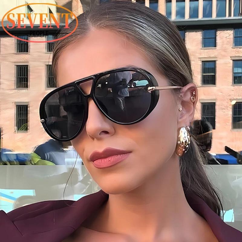 Lunettes de soleil oversize ovales style punk pour femme, grandes, marque de luxe 2026, monture méta