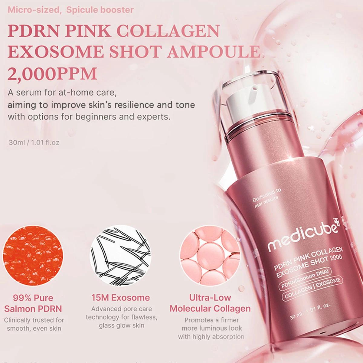 Medicube PDRN Pink Collagen Exosome Shot, Lissant et à absorption rapide, Aide à maintenir l'équilib