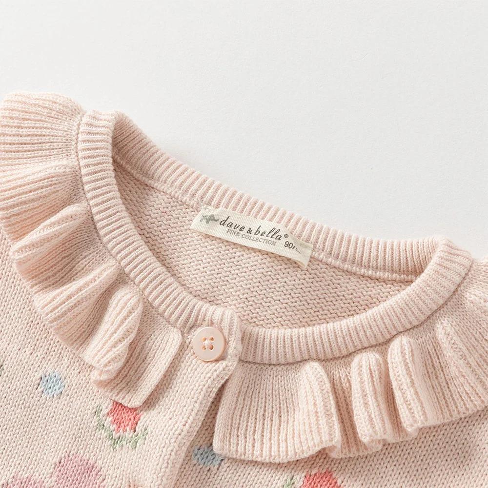 Dave Bella automne hiver filles bébé enfants pull tricoté pull décontracté doux mignon doux tricots 
