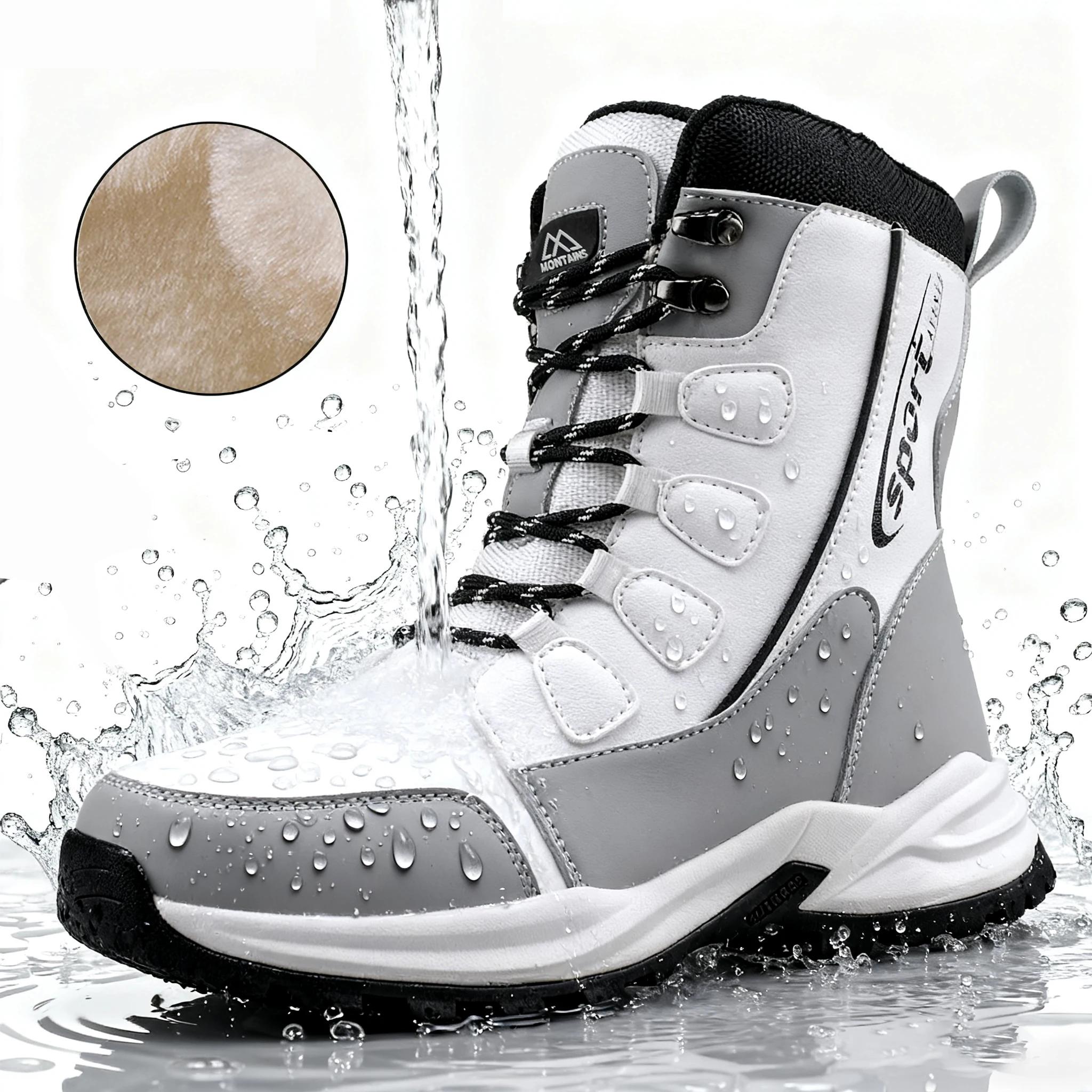 Bottes de neige imperméables pour femmes, chaussures chaudes, fourrure mi-mollet, légères, pour la m