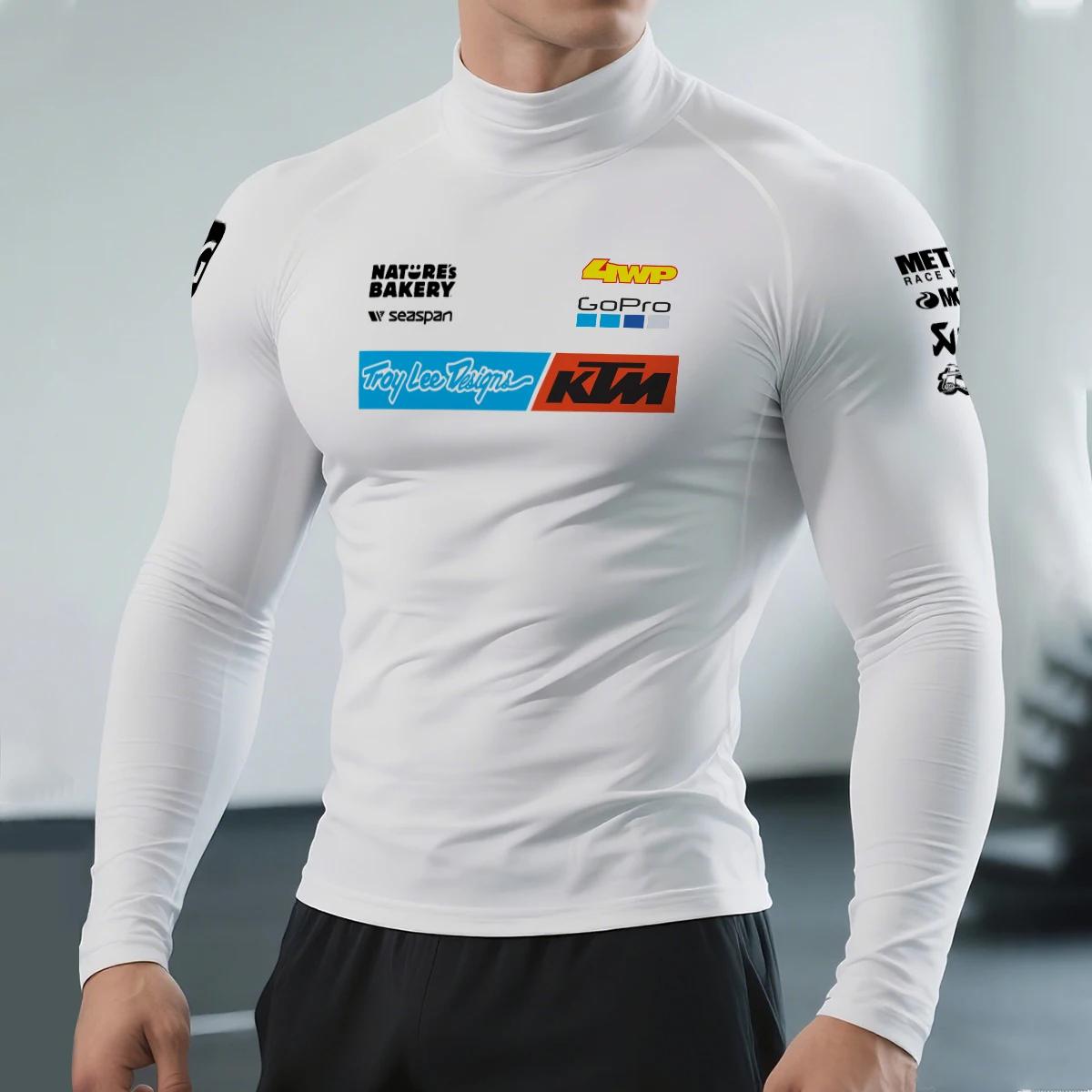 Nouveau T-shirt de sport pour homme 2026 Moto GP Troy Lee X KTM Racing Team, col mi-haut, manches lo