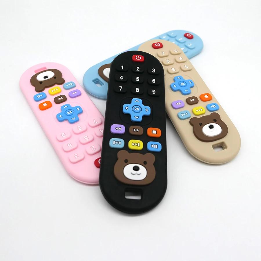 1/4 pièces enfants dentition télécommande silicone matériel bébé jouets de dentition simulation télé