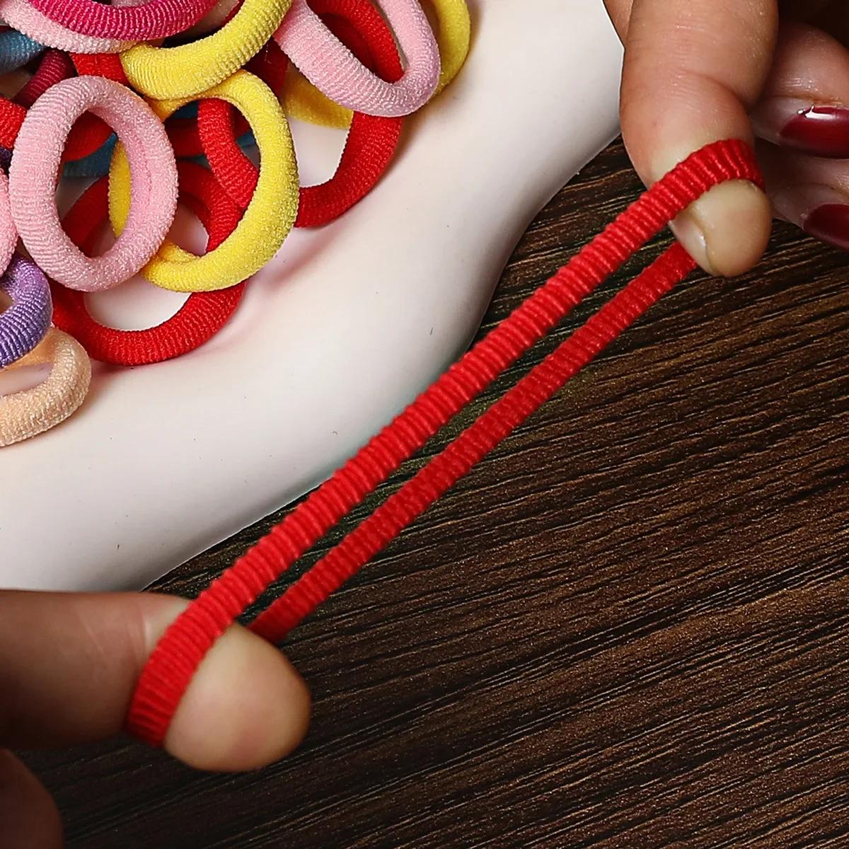 50/100 pièces bandes de cheveux pour enfants coloré Nylon Scrunchie cheveux cravates élastique enfan
