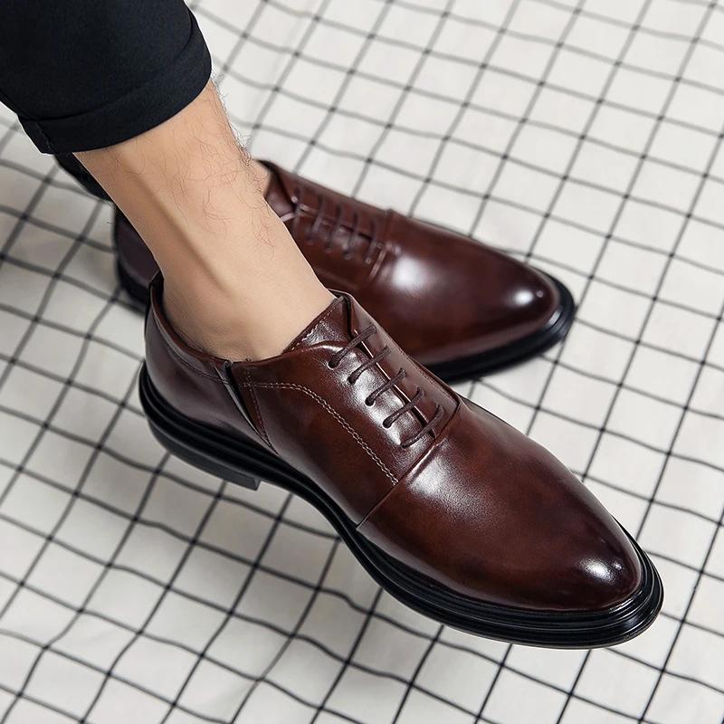 Classique Oxfords chaussures hommes rétro décontracté affaires chaussures en cuir Social pour hommes