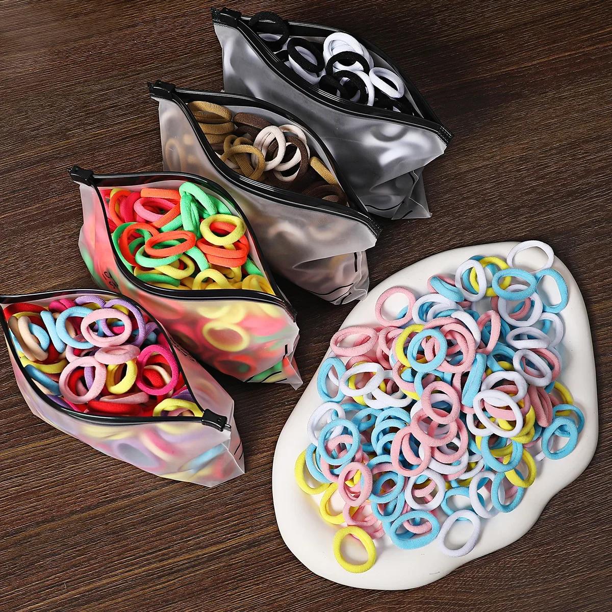 50/100 pièces bandes de cheveux pour enfants coloré Nylon Scrunchie cheveux cravates élastique enfan