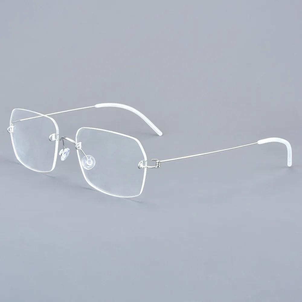 Danemark marque sans monture lunettes cadre ultraléger sans vis hommes affaires lunettes carrées fem