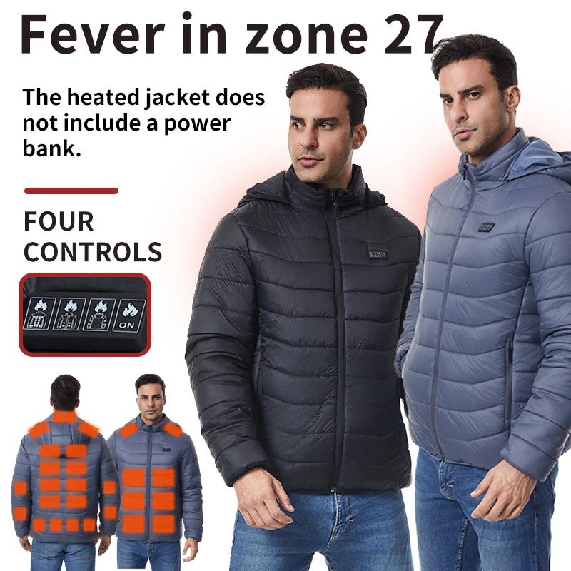 Veste chauffante pour hommes à quatre zones 27 zones Manteau chauffant à capuche chaud pour l'extéri