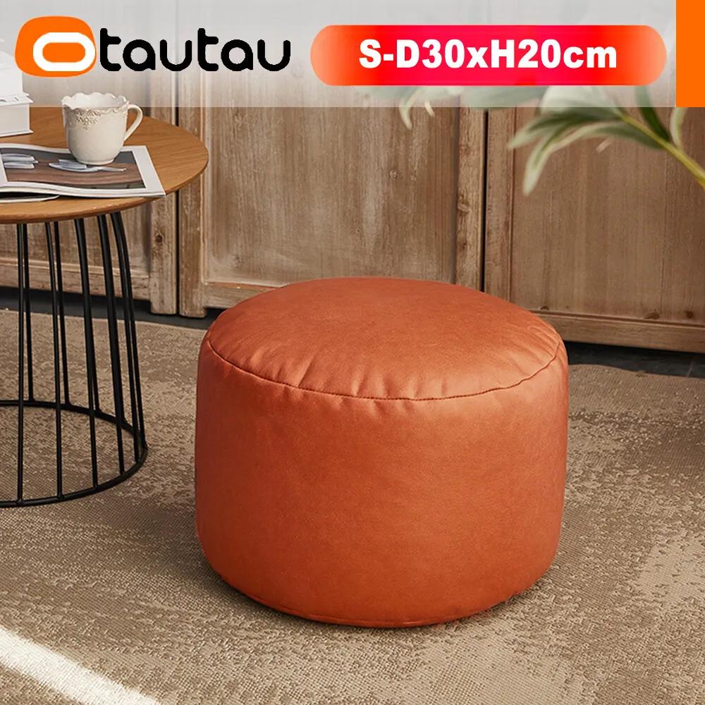 OTAUTAU petit rond Faux cuir Ottoman tabouret pouf Pouf repose-pieds en peluche pouf repose-pieds so