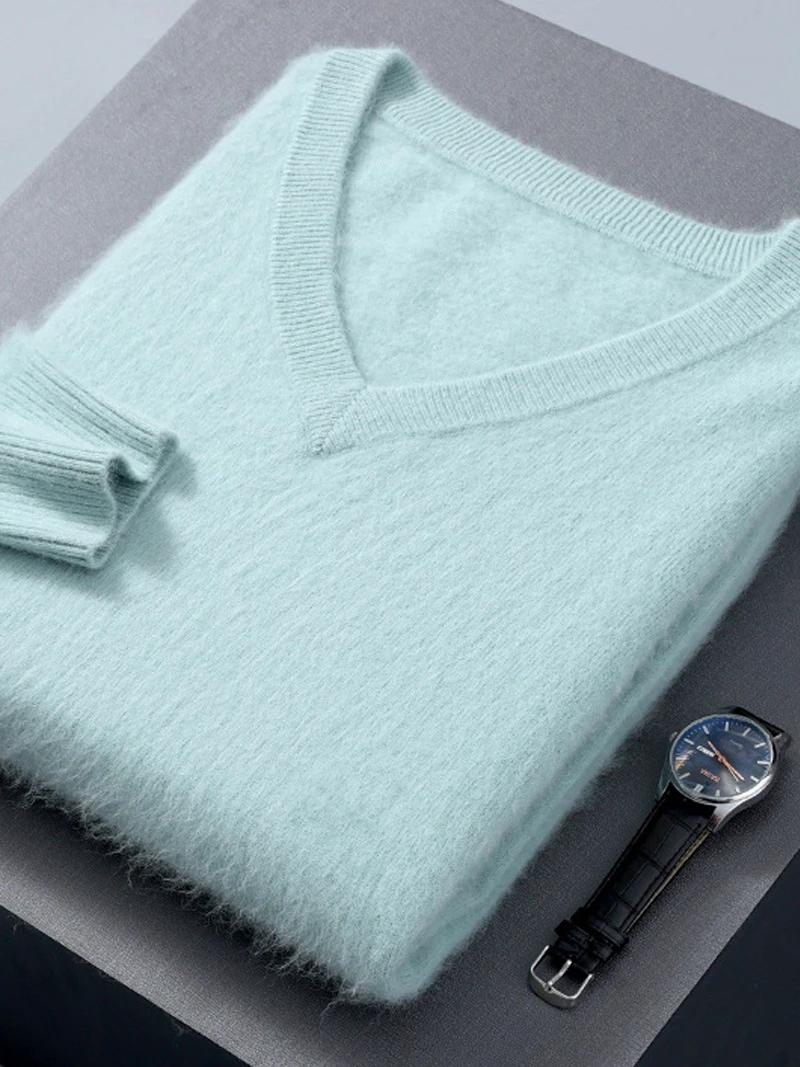 Pull en cachemire 100% cachemire pour hommes, col en v, couleur unie, chaud, manches longues, Joker,