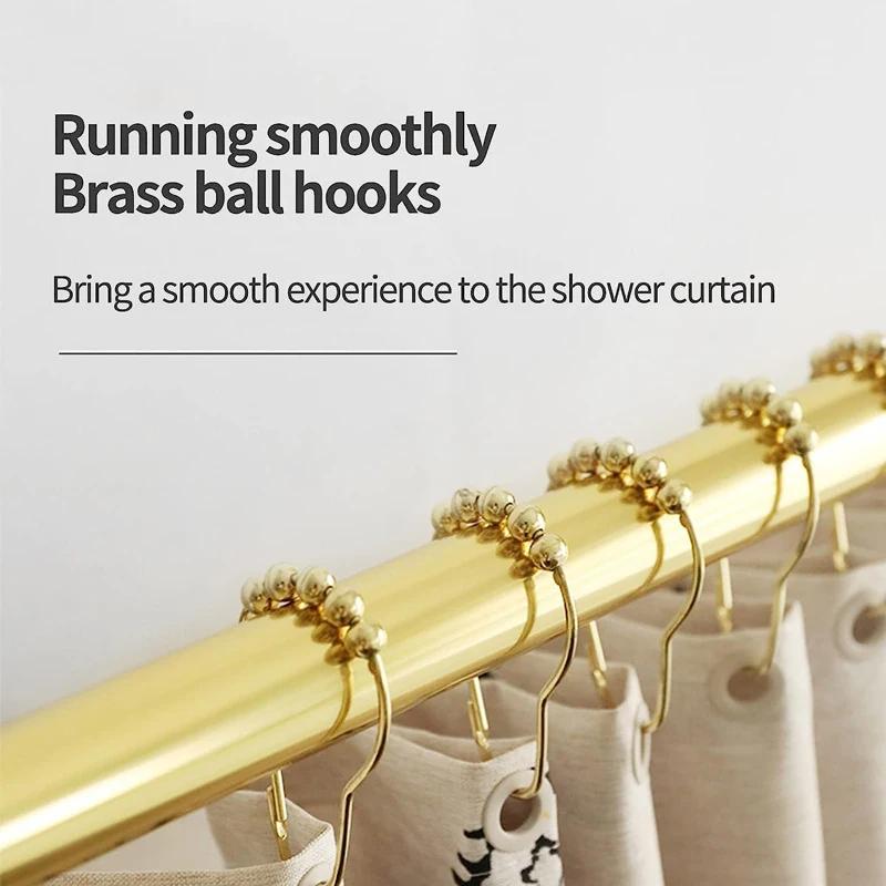 12 pièces/ensemble crochets de rideau de douche, crochets de rideau, 5 anneaux de suspension en méta
