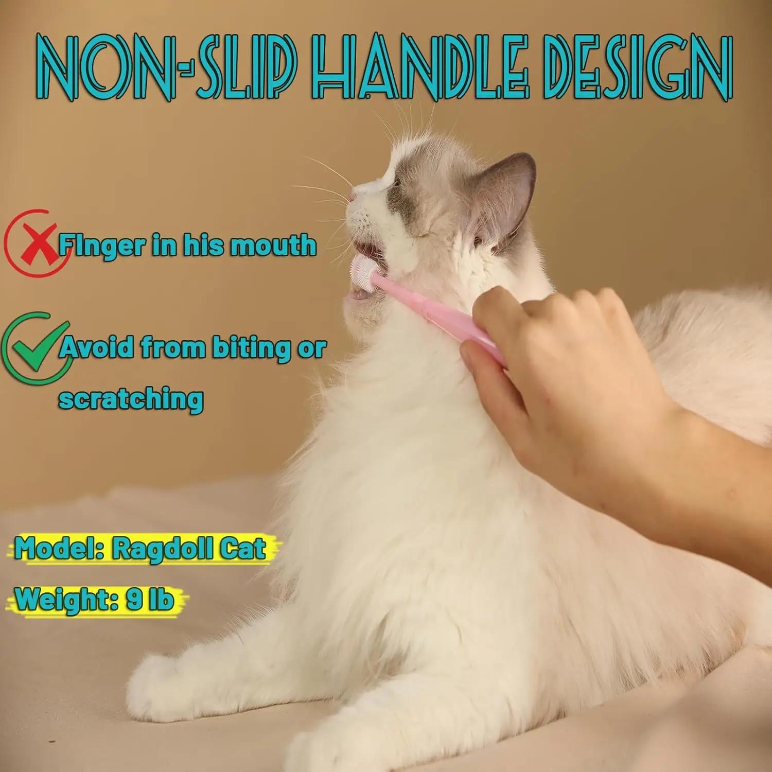 TONG-Brosse à dents en silicone souple pour petit chien et chat, étui de soins dentaires, facile à m