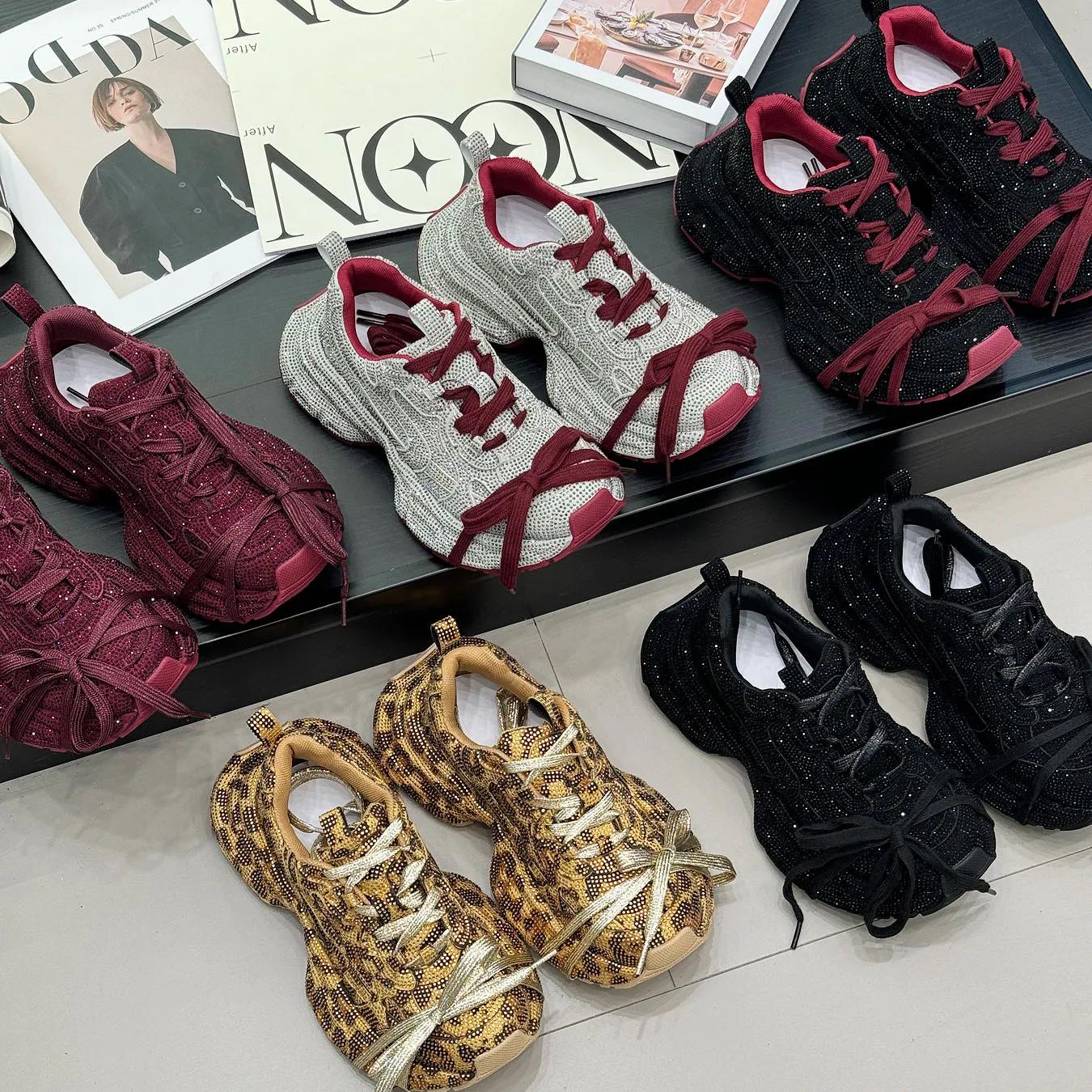 Chaussures décontractées tendance pour femme, style Gypsy, à semelle épaisse, ornées de strass, coll