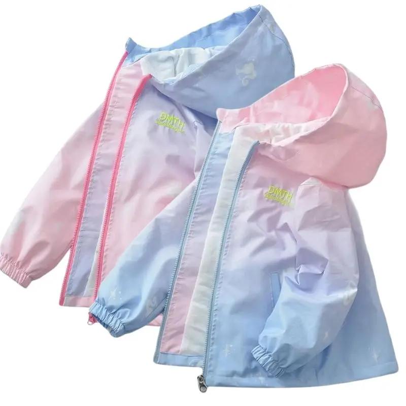 Veste coréenne dégradée à capuche pour filles et garçons, blazer coupe-vent doux printemps automne tendance
