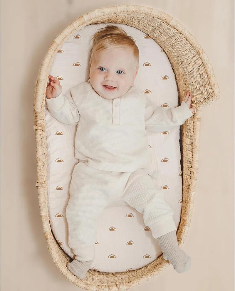 Drap-housse de berceau pour bébé, 2 pièces, housse de matelas à langer pour nouveau-né, imprimé soli