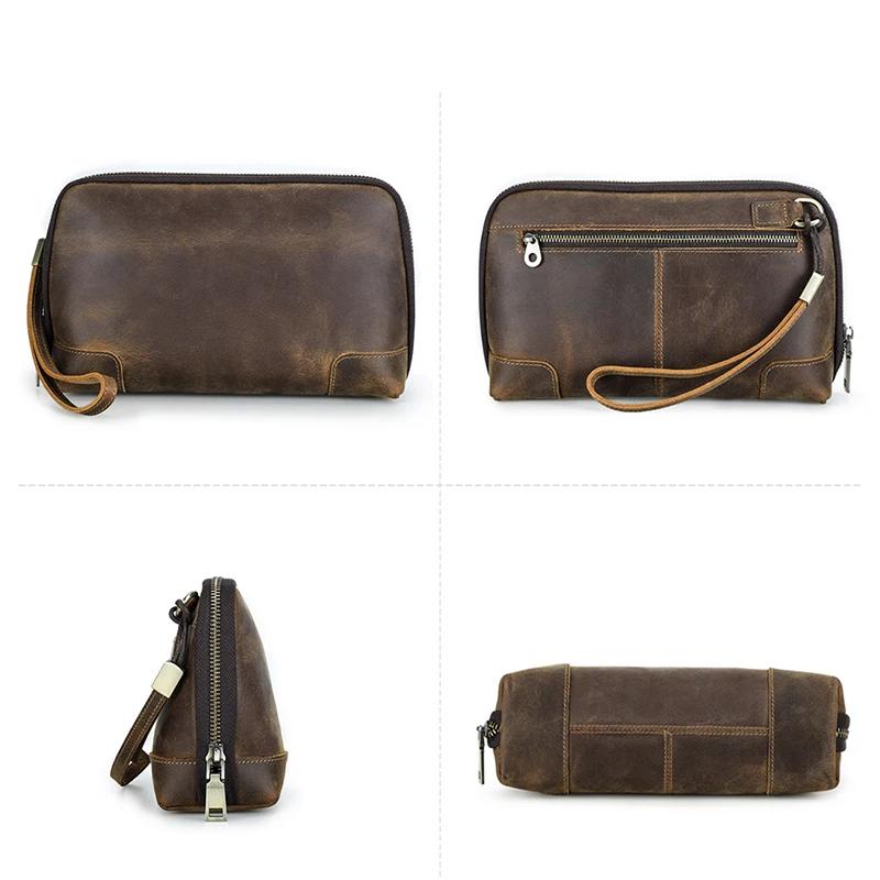 Sac de voyage pour homme CONTACT'S, pochette en cuir véritable, portefeuille, sac à main, sac de ran