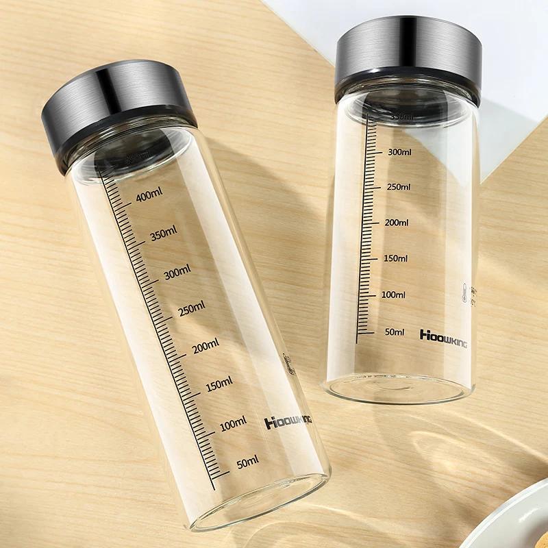Bouteille d'eau en verre Portable, bouteille de lait chaud, tasse graduée avec couvercle, tasse de t
