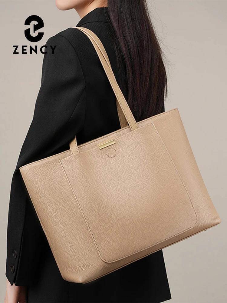 Zency-Sac fourre-tout en cuir de vachette souple pour femme, sac à main initié, grande capacité, sac