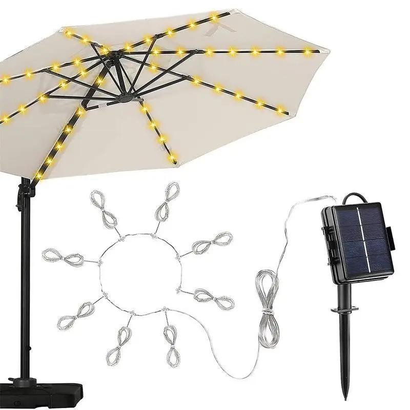 Parasol de Patio éclairé par LED solaire, parapluie suspendu en porte-à-faux avec 8 Modes de luminos