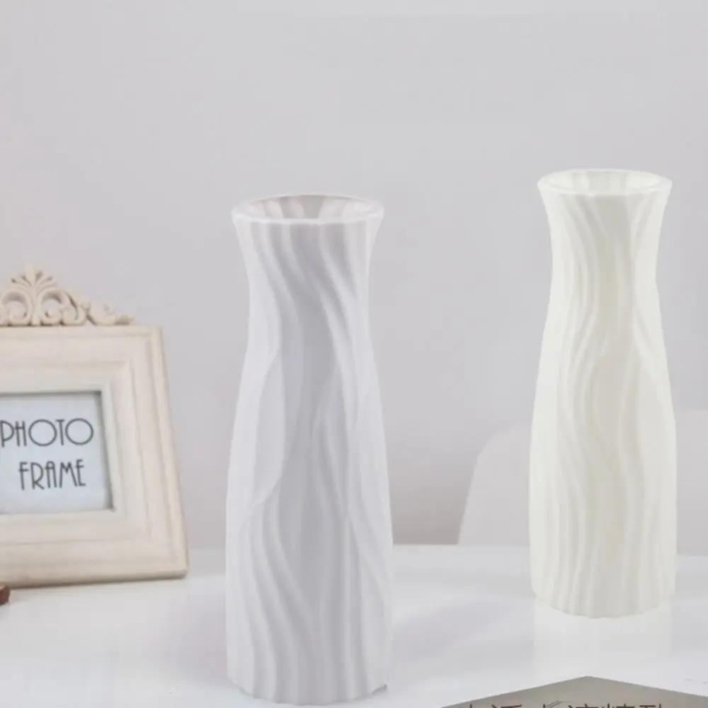 Vase à Fleurs en Plastique et Céramique Solide, Récipient de Décoration de Salon