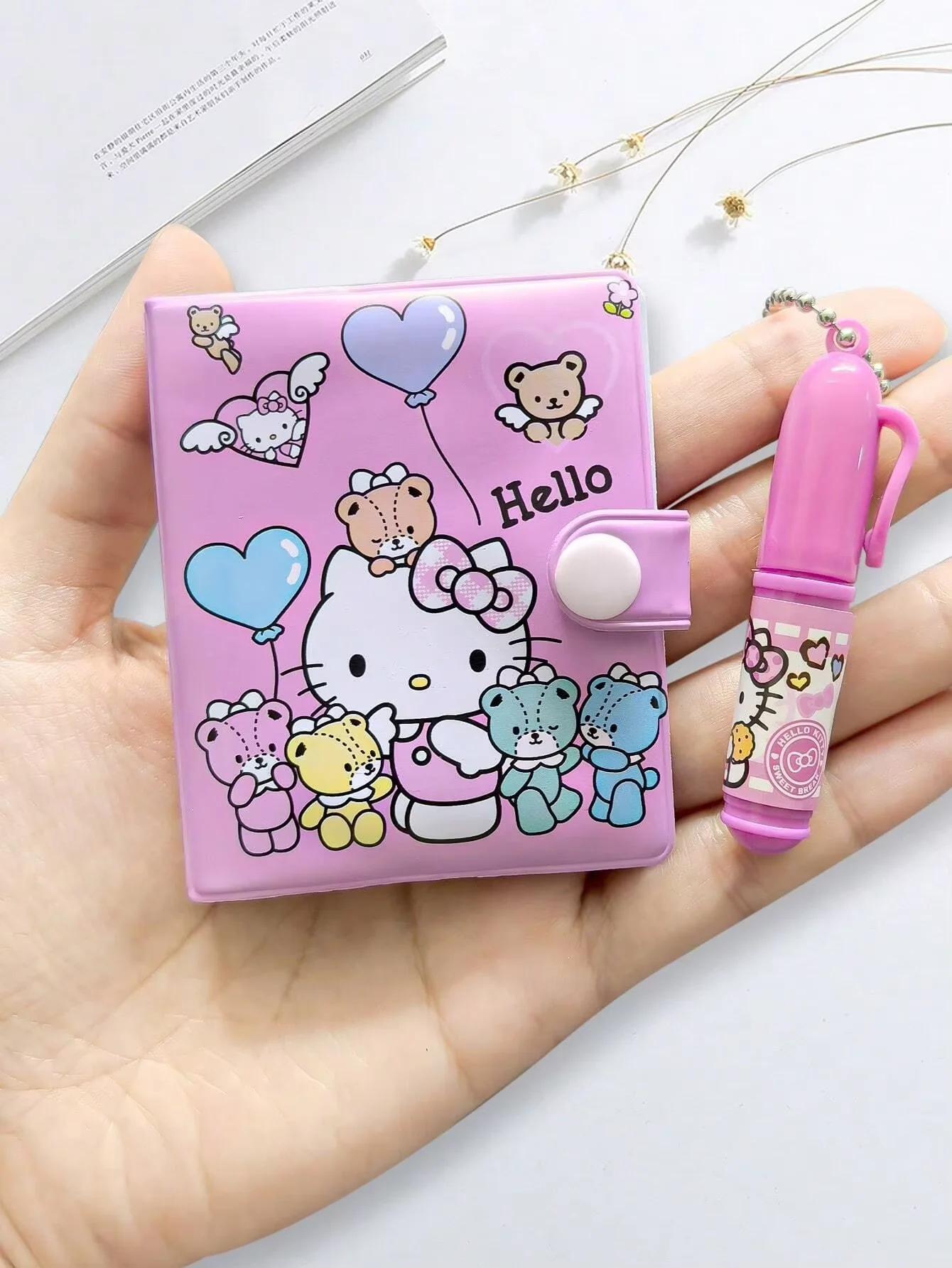 Lot de 1/4/8/16 carnets Hello Kitty, petit format, Kawaii, mini, portable, fournitures scolaires, pa