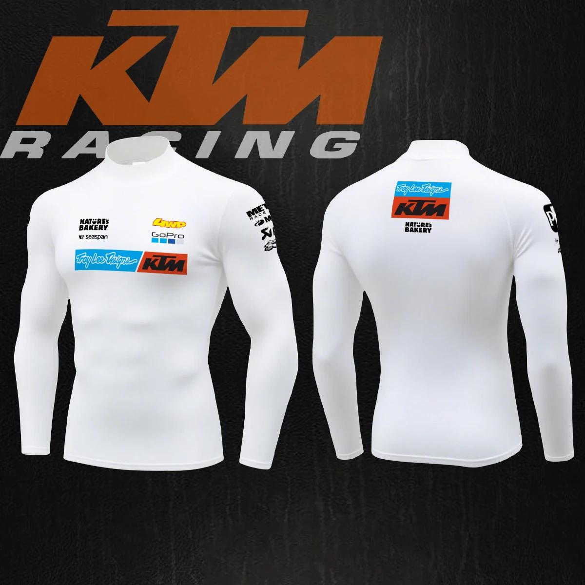 Nouveau T-shirt de sport pour homme 2026 Moto GP Troy Lee X KTM Racing Team, col mi-haut, manches lo