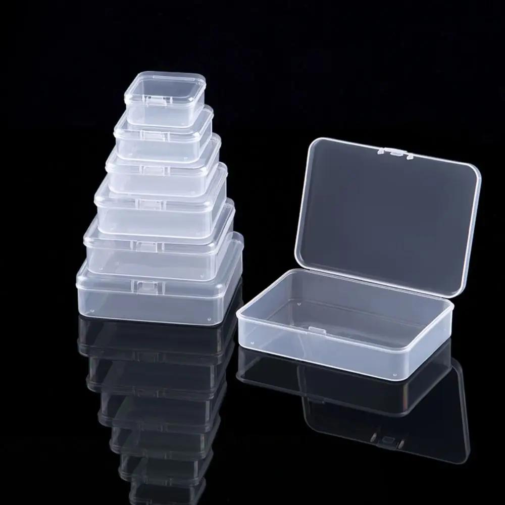 Boîte de rangement carrée en plastique, contenant transparent pour bijoux, perles, petits articles, 