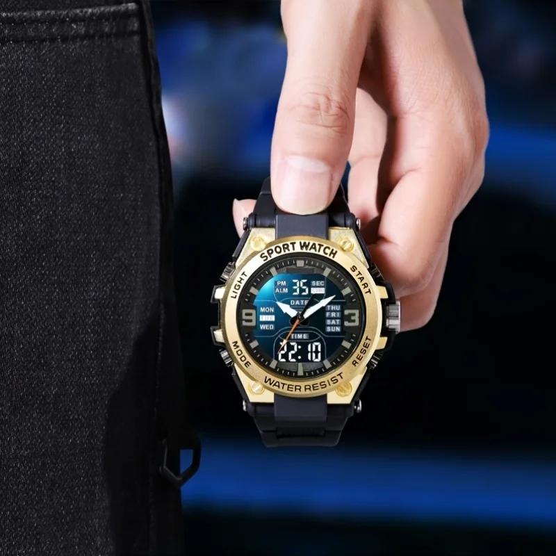 Montre de sport numérique pour hommes, réveil, chronométrage, fonction date, boîtier en alliage, par