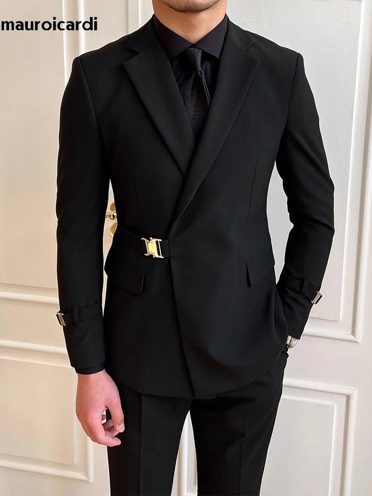 Mauroicardi-Blazer Slim Fit pour Femme, Noir, Blanc, Élégant, Chic, Intelligent, Décontracté, Mariag