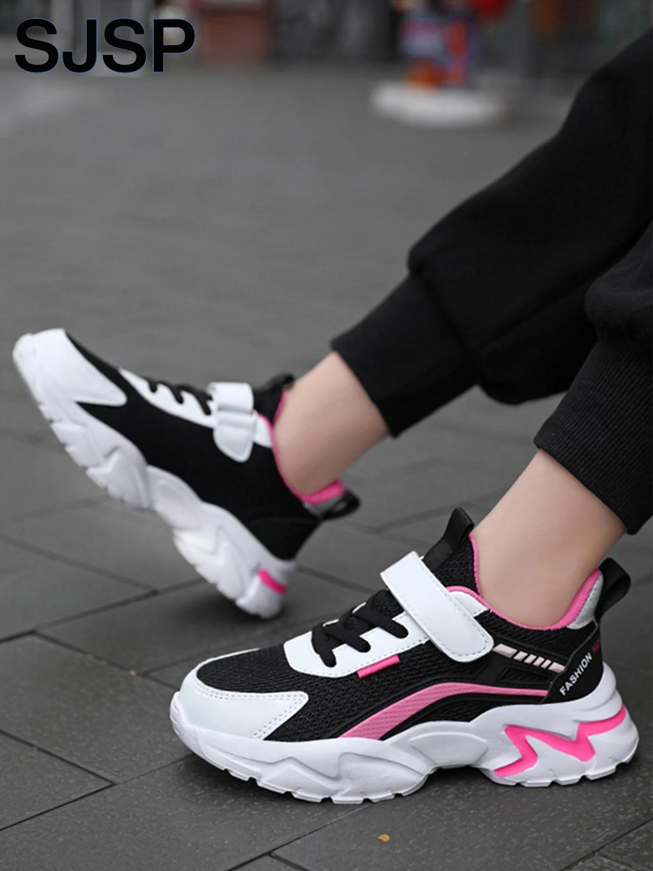 Chaussures décontractées roses pour filles, chaussures en maille respirantes, chaussures de course l