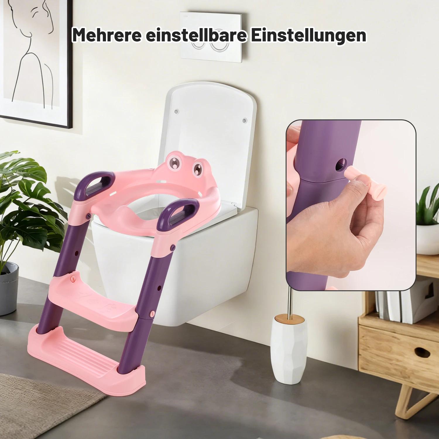 Siège de toilette pour enfants avec escalier, entraîneur de toilette pliable réglable en hauteur, pu
