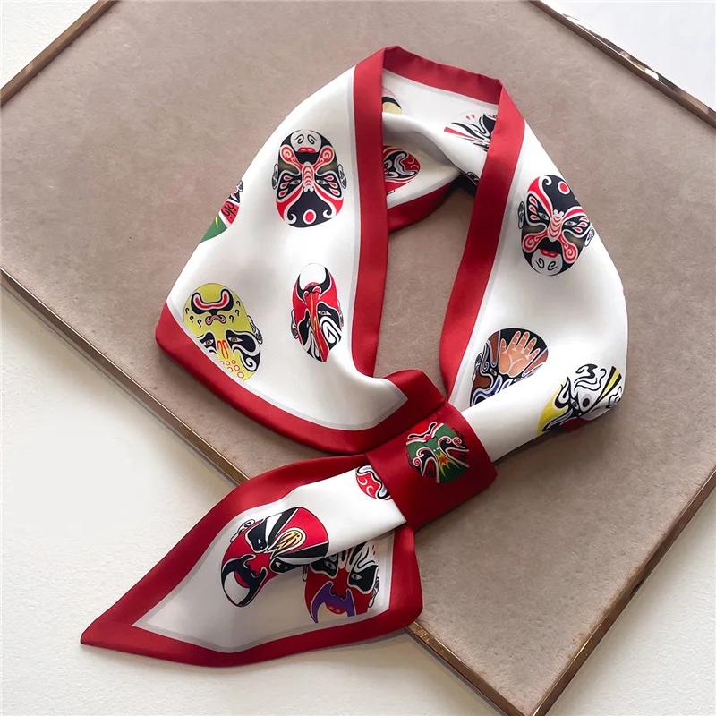 Marque de luxe imprimé cheval foulard maigre écharpe pour femmes Satin rubans de soie Bandana dames 