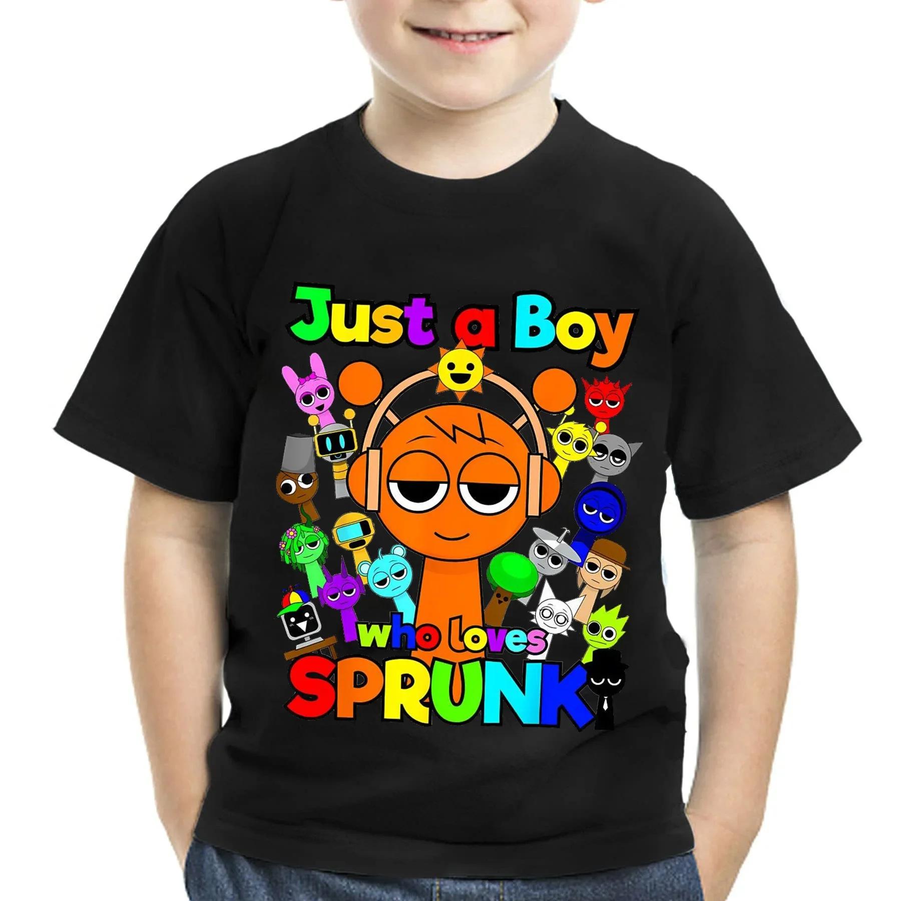 Jeu d'été Sprunki Incredibox dessin animé imprimé coton enfants T-Shirts garçons décontracté à manch