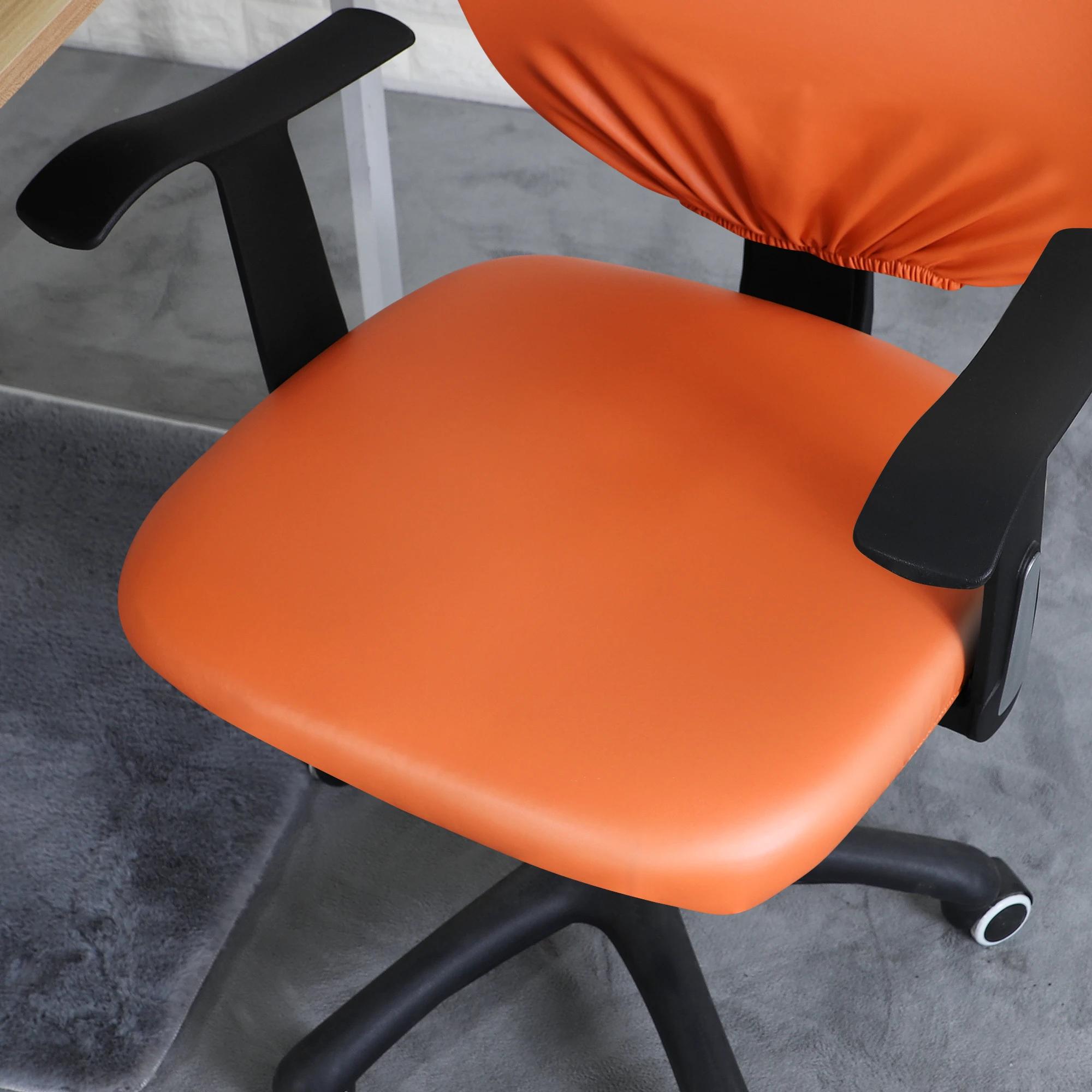 Housses de chaise fendues de bureau imperméables en PU, housse de chaise d'ordinateur solide, protec