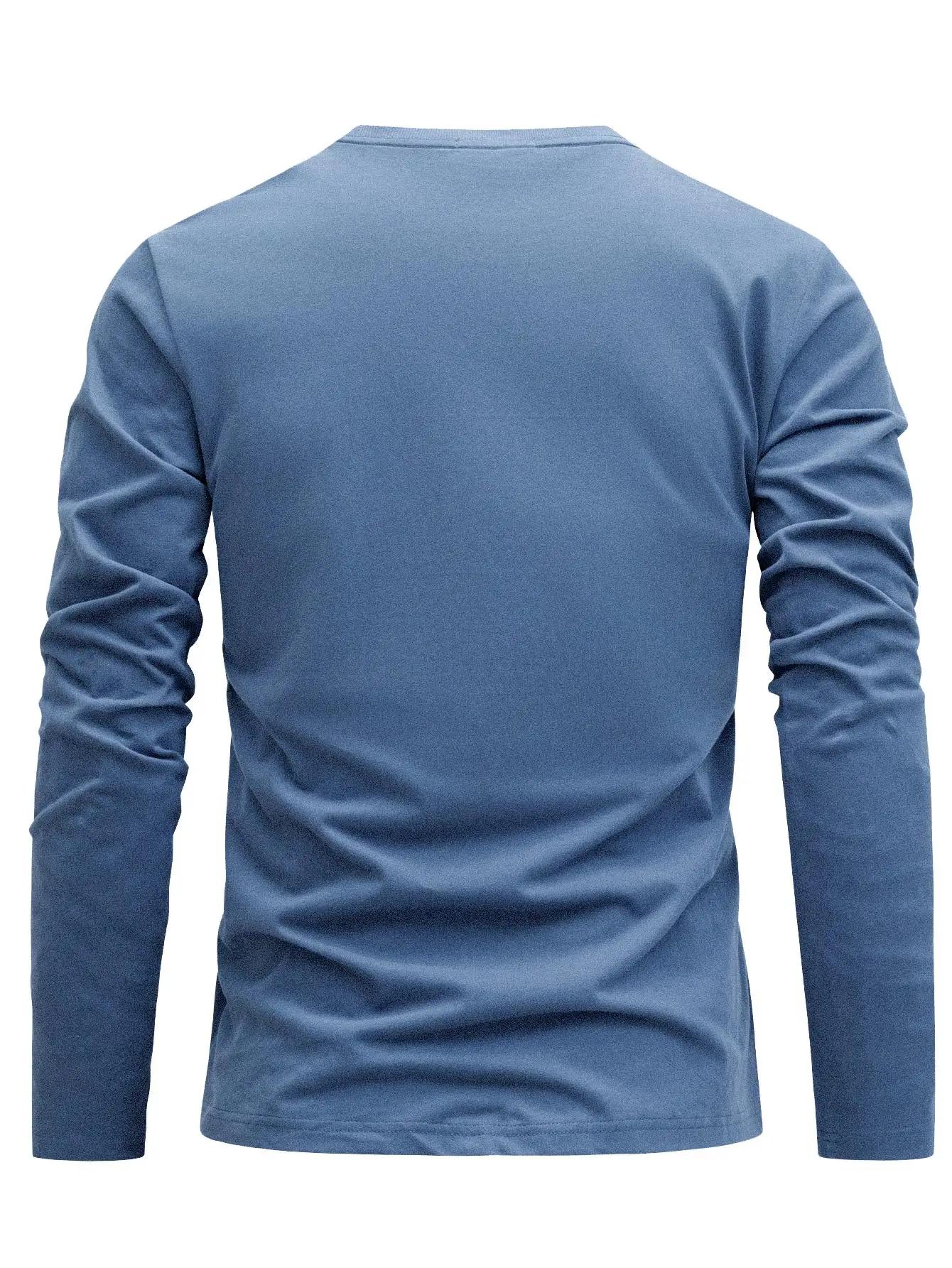 T-shirt à manches longues pour homme, 100% coton pur, ample et confortable, décontracté, à motif mon