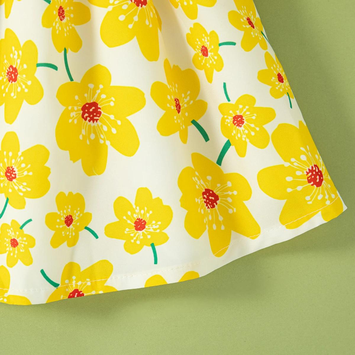 Robe florale pour petites filles de 0 à 2 ans, tenue d'été avec chapeau gratuit pour fête sur la pla