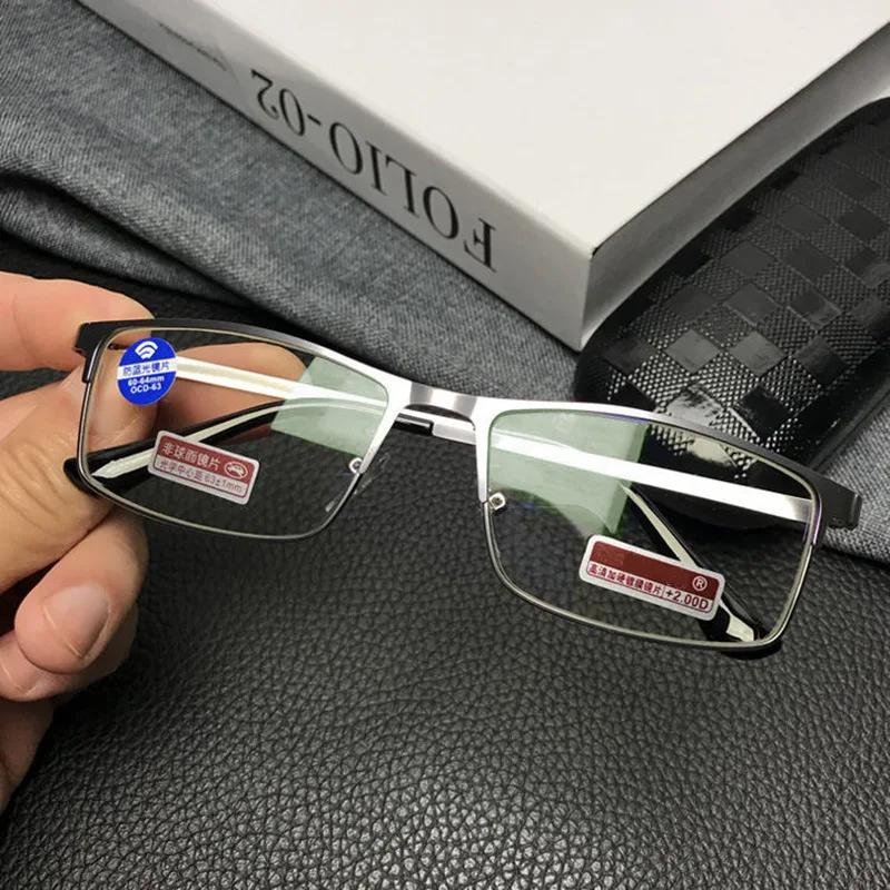 Lunettes de lecture demi-monture en métal pour hommes, lunettes de luxe de styliste Anti-lumière ble