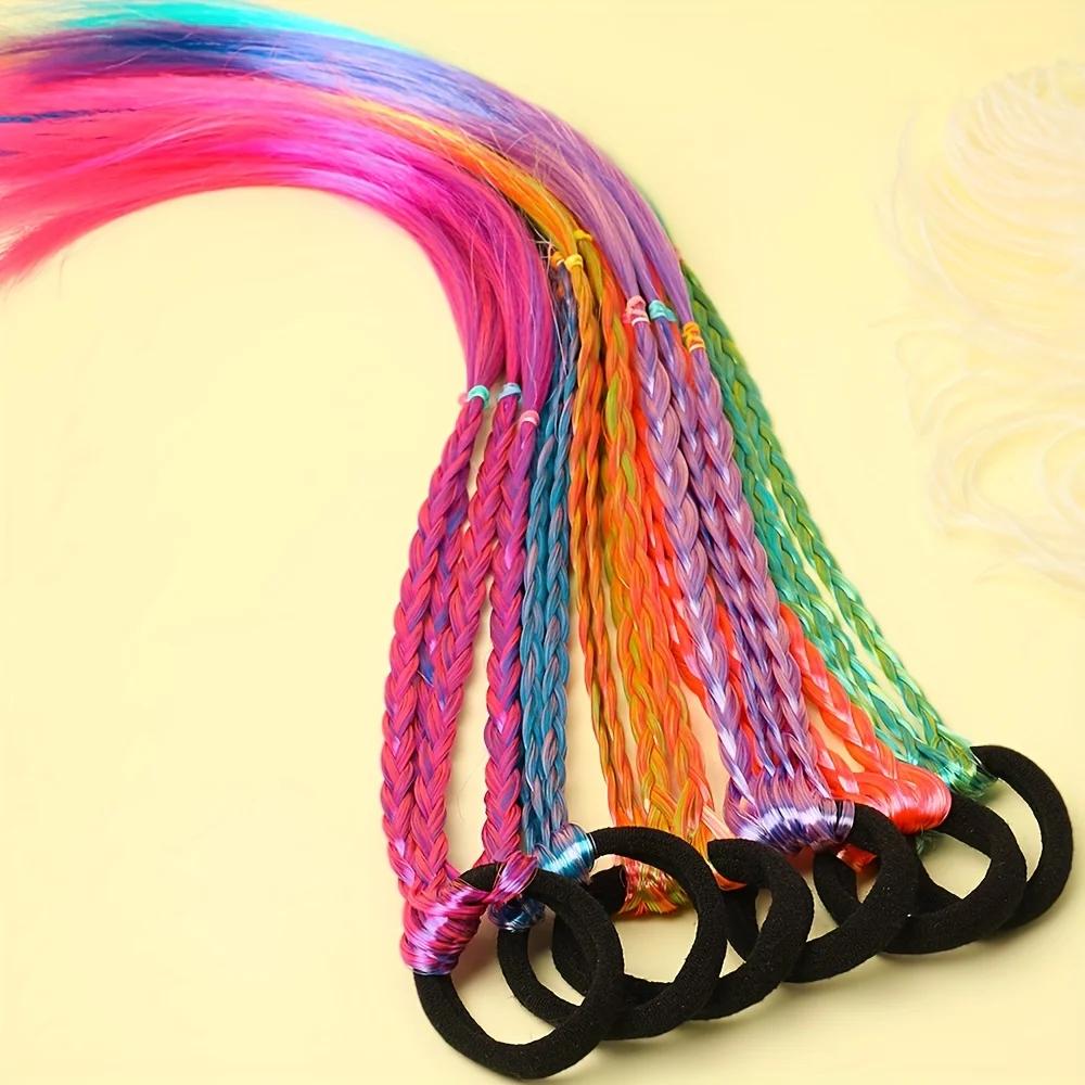 6 pièces d'attaches de cheveux tressées multicolores de Style bohème, adaptées aux filles