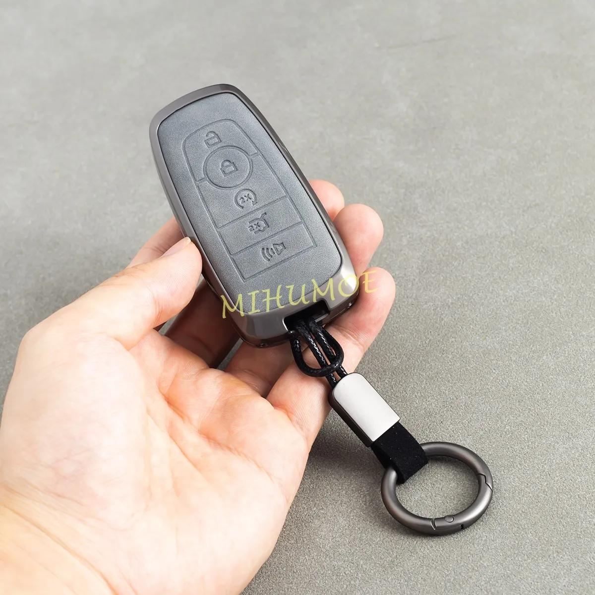 Porte-clés de voiture en métal et cuir, housse pour Ford Escape Explorer Ecosport Kuga Bronco Sport 